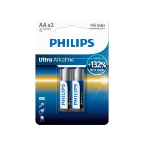 1x2 Philips Ultra Alkaline AA Batterie