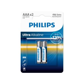 1x2 Philips Ultra Alkaline AAA Batterie