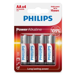 1x4 Philips Power Alkaline AA Batterie