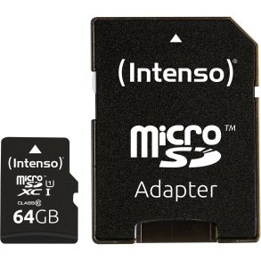 Intenso microSDXC Card      64GB C10 UHS-I Premium with Adapter
