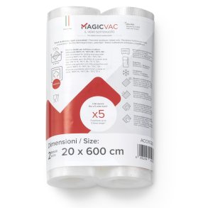 MagicVac 2 Vakuumierfolienrollen mit Label 20 cm x 6 m
