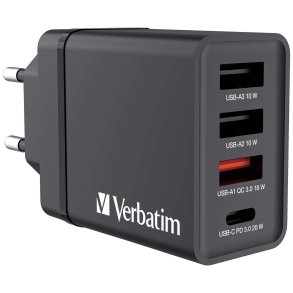 Verbatim USB Wall Charger 30W 1xUSB-C PD 3xUSB-A schwarz 49700
