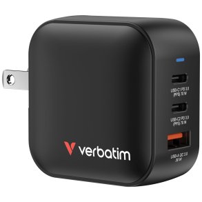 Verbatim Mini GaN Charger 70W 2xUSB-C PD, 1xUSB-A QC 3.0 32229