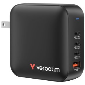 Verbatim Mini GaN Charger 165W 3xUSB-C 1xUSB-A US/EU/UK A.32216