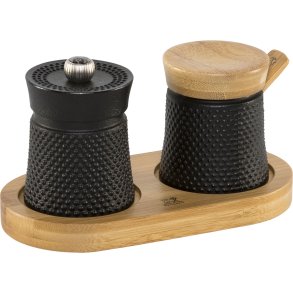 Peugeot Bali Fonte Pfeffermühle Salzstreuer+ Tray 8cm BLACK