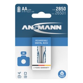 1x2 Ansmann NiMH rech. battery 2850 Mignon AA 2650 mAh DIGITAL