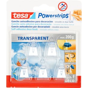 Tesa Powerstrips Deco Haken transparent 200g 5 Stück 58900