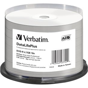 1x50 Verbatim DVD-R 4,7GB 16x wide printable NON-ID