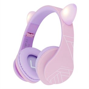 PowerLocus P2 Kids Headphones purple/pink with Ears