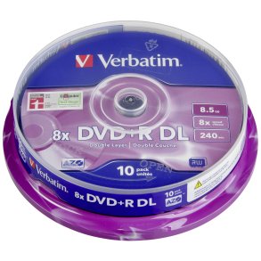 1x10 Verbatim DVD+R Double Layer 8x Speed, 8,5GB matt silver