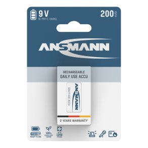 1 Ansmann maxE NiMH rech.bat. 9V block 200 mAh         5035342