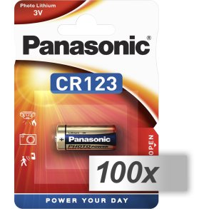 100x1 Panasonic Photo CR-123 A Lithium VPE Outer Box