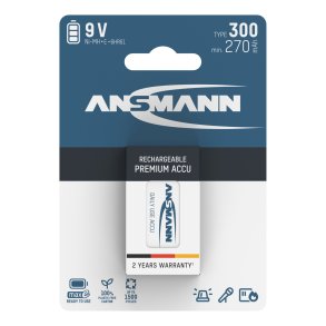 1 Ansmann maxE NiMH Akku 300 9V  270 mAh              5035453