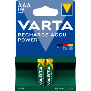 1x2 Varta Rechargeable Accu AAA Ready2Use NiMH 800 mAH Micro
