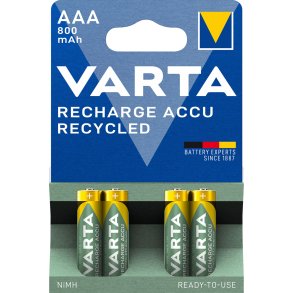 10x4 Varta RECHARGE ACCU Recycled 800 mAH AAA Micro NiMH
