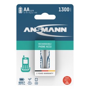 1x2 Ansmann maxE NiMH rech.bat. Mignon AA 1300 mAh DECT PHONE
