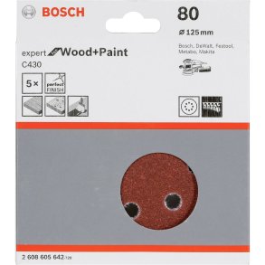 Bosch Sanding Pad C 430 D125MM Wood Grit 80 5 pcs.