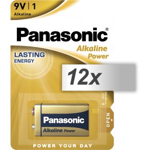 12x1 Panasonic Alkaline Power 9V-Block