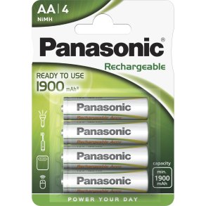 1x4 Panasonic NiMH Mignon Accu AA 1900 mAh Ready to Use