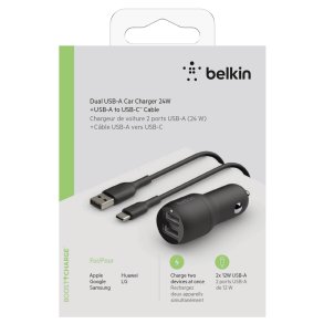 Belkin USB-A Car Charger 24W 1m USB-C Cable sw. CCE001bt1MBK