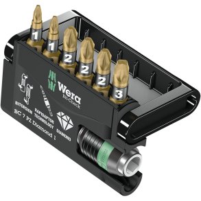 WERA Bit-Check 7 PZ Diamond 1 Bits + rapidaptor holder