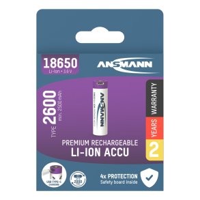 Ansmann Li-Ion 18650 2600mAh 3,6V Micro-USB         1307-0002