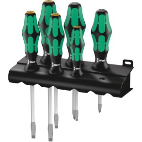 Wera 334/355 SK/6 Screwdriver Set Kraftform Plus Lasertip+Rack