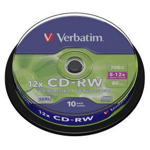 1x10 Verbatim CD-RW 80 / 700MB 10x Speed, Cakebox