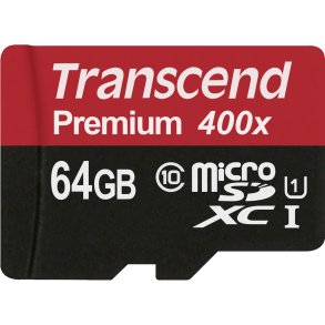 Transcend microSDXC 64GB Class 10 UHS-I U1 400x + SD Adapter