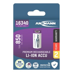 Ansmann 16340 Li-Ion Akku 850mAh 3,6V Micro USB Input  1300-0015