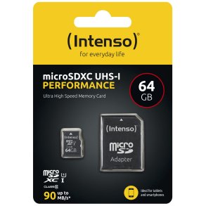 Intenso microSDXC           64GB C10 UHS-I U1 Performance Adapter