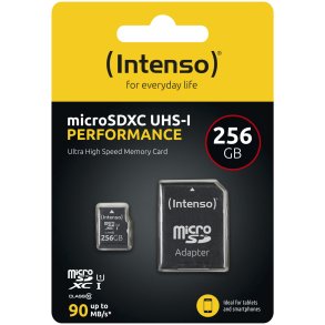 Intenso microSDXC          256GB C10 UHS-I U1 Performance Adapter