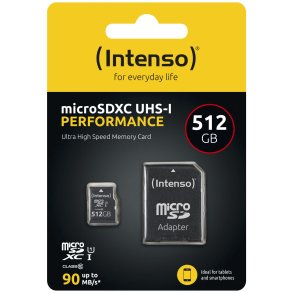 Intenso microSDXC          512GB C10 UHS-I U1 Performance Adapter