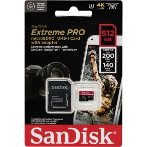 SanDisk microSDXC          512GB Extreme Pro A2 C10 V30 UHS-I U3