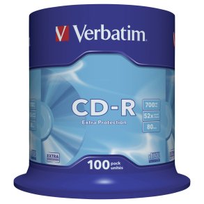 1x100 Verbatim Data Life CD-R 80 700MB, 52x Speed, Cake Box