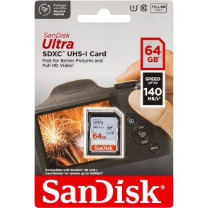 SanDisk Ultra SDXC UHS-I    64GB 140MB/s       SDSDUNB-064G-GN6IN