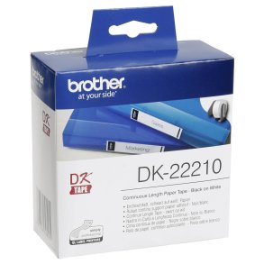Papir I baner til printere Brother DK22210 29 x 30,48 mm Hvid Sort 80 g/m (1 enheder)