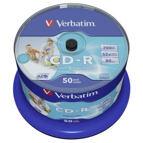1x50 Verbatim CD-R 80 / 700MB 52x Speed wide printable generic