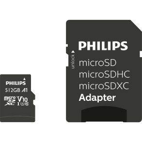 Philips MicroSDXC Card     512GB Class 10 UHS-I U1 incl. Adapter