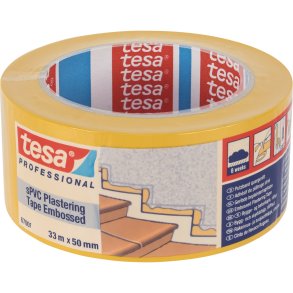 Tesa Plastering Tape, sPVC 33m x 50mm embossed yellow 67001