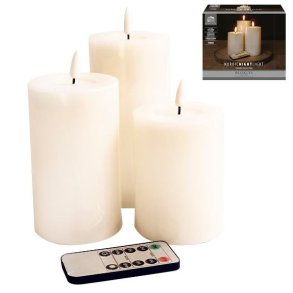 Det Gamle Apotek LED sterinlys 3 stk, H.10/12,5/15 cm Dia.7,50 cm Inkl Remote, Ekskl 6xAA battery - 