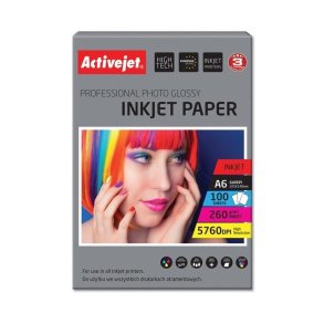 Activejet	AP6-260GR100 photo paper for ink printers; A6; 100 pcs, 10x15