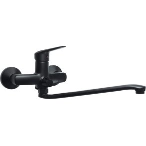 Wall-mounted washbasin mixer with extended spout - hose connection