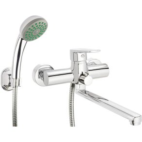 Wall-mounted washbasin and bath mixer with shower set