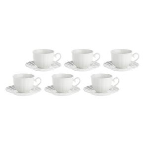 Set of 6 Ducale Saucer Tea Cups - White, 220 ml