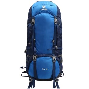 Acome Trek 70L hiking backpack blue