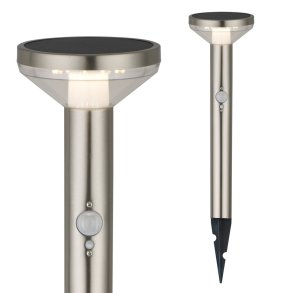 Maclean Solar LED Lamp, with Sensor, 3 Modes, Hammer, Li-ion 18650, IP44, 3,7V, 1200 mAh, Chrome matt, MCE465 C/M