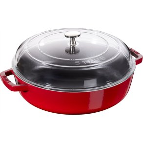 Staub cast iron frying pan with two handles and lid - 24 cm, Red