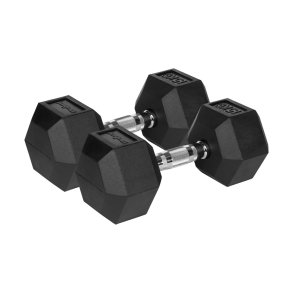 Rubberized cast iron dumbbells HEX 2x15 kg REBEL ACTIVE