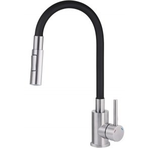Kitchen faucet with bent spout - 2 types of spray